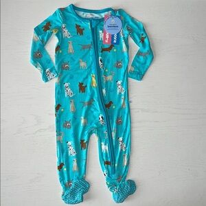 Rufflebutts Ruggedbutts Blue Dog Bamboo Footie 6-12 18-24 months